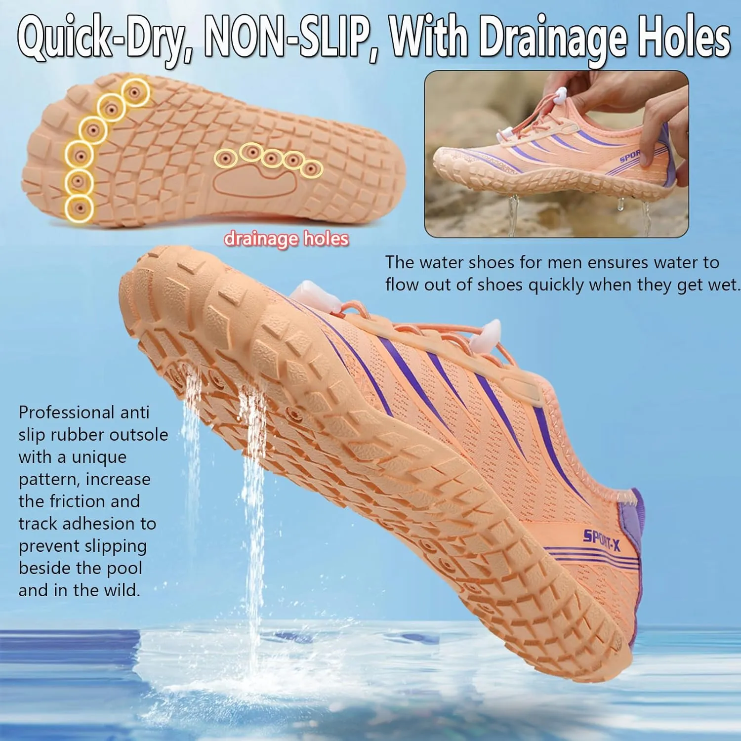 Water Shoes Mens Women Barefoot Shoes Quick Dry Aqua Outdoor Sports for Swim Pool Beach Surf Walk Water Yoga River Lake Hiking Kayaking