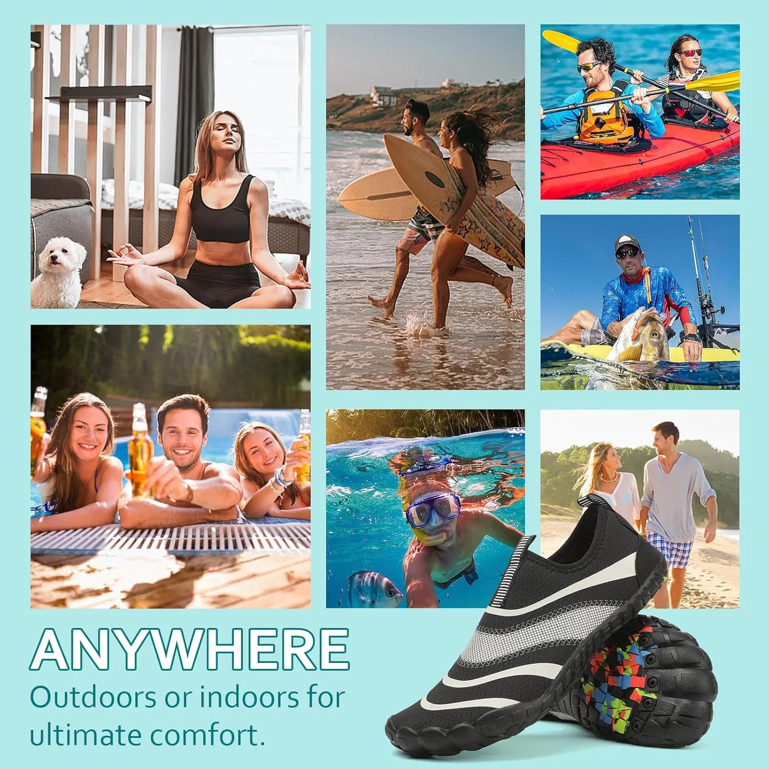 Water Shoes Womens Mens Quick-Dry Aqua Yoga Socks Barefoot Swim Pool Beach Shoes for Walking Hiking Diving Surf Ootdoor Water Sports