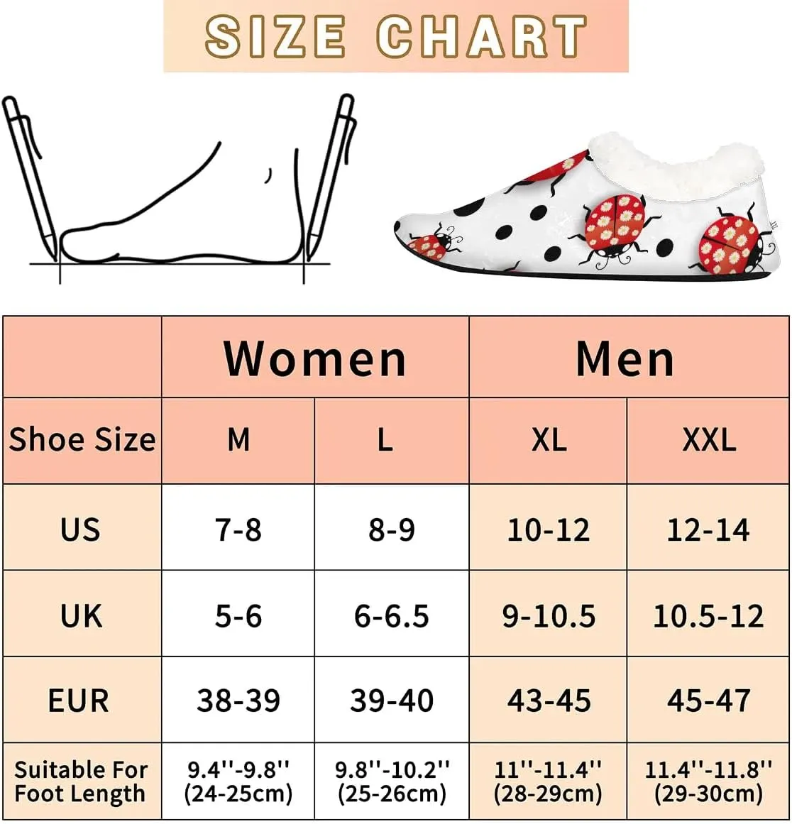 Watercolor Dots Chrysanthemum Ladybird Slipper for Women and Men Non-Slip Fuzzy Slipper Socks Memory Foam Slippers Winter Warm Home Slippers Fur Lining