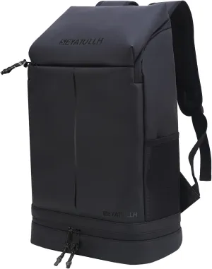 Waterproof 25L Gym Backpack with Shoe Compartment - Lightweight Durable PU Sports Bag for Men & Women,Travel-Friendly Hiking Trekking Backpack,Laptop Sleeve & Workout Gear Storage(black)