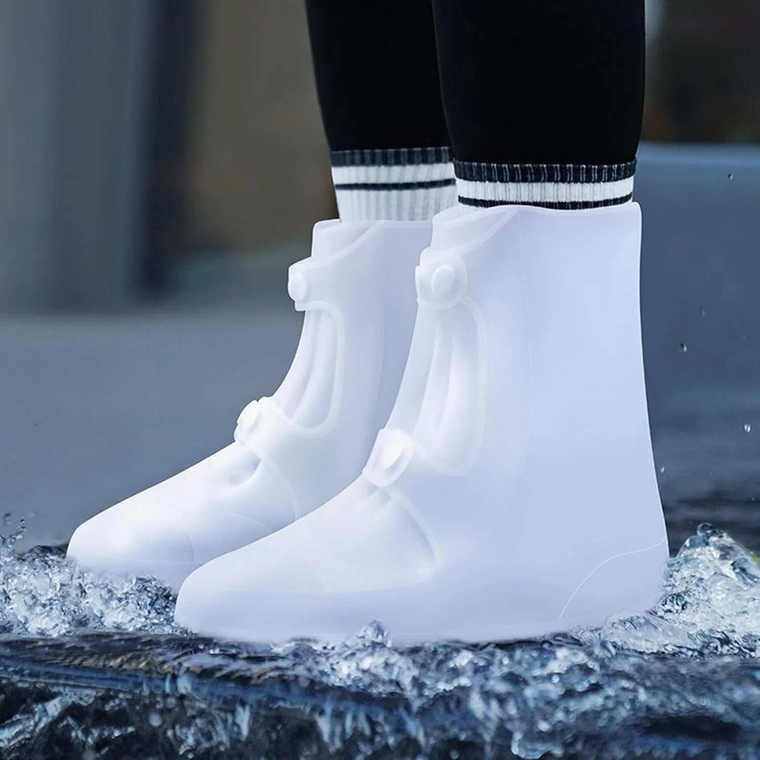 Waterproof Rain Shoe Covers Rubber Shoe Boot Covers Not-Slip Reusable Rain Shoe Protectors Galoshes Overshoes for Man and Women Sand Control Rain Snow