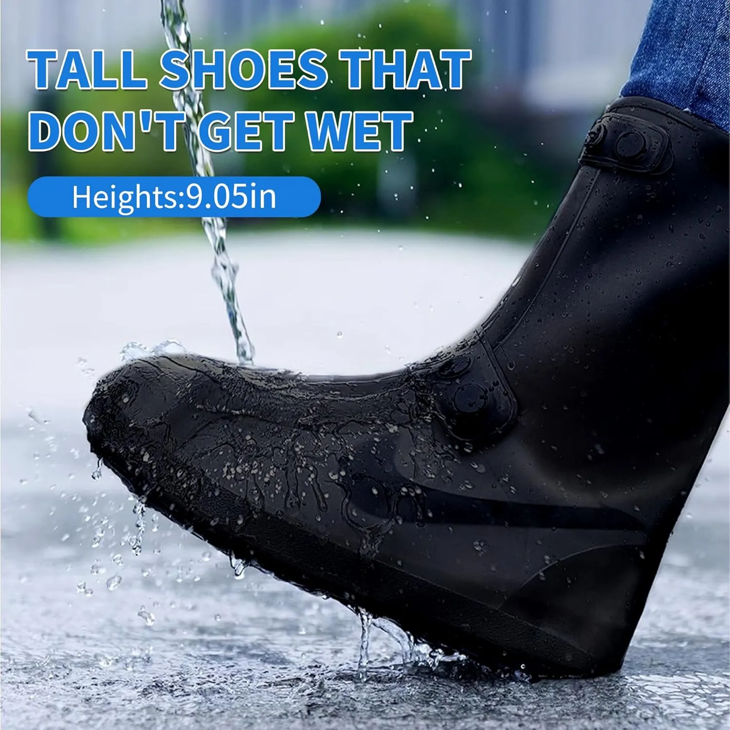 Waterproof Rain Shoe Covers Rubber Shoe Boot Covers Not-Slip Reusable Rain Shoe Protectors Galoshes Overshoes for Man and Women Sand Control Rain Snow