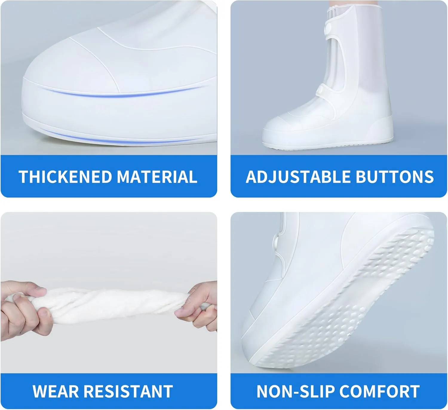 Waterproof Rain Shoe Covers Rubber Shoe Boot Covers Not-Slip Reusable Rain Shoe Protectors Galoshes Overshoes for Man and Women Sand Control Rain Snow