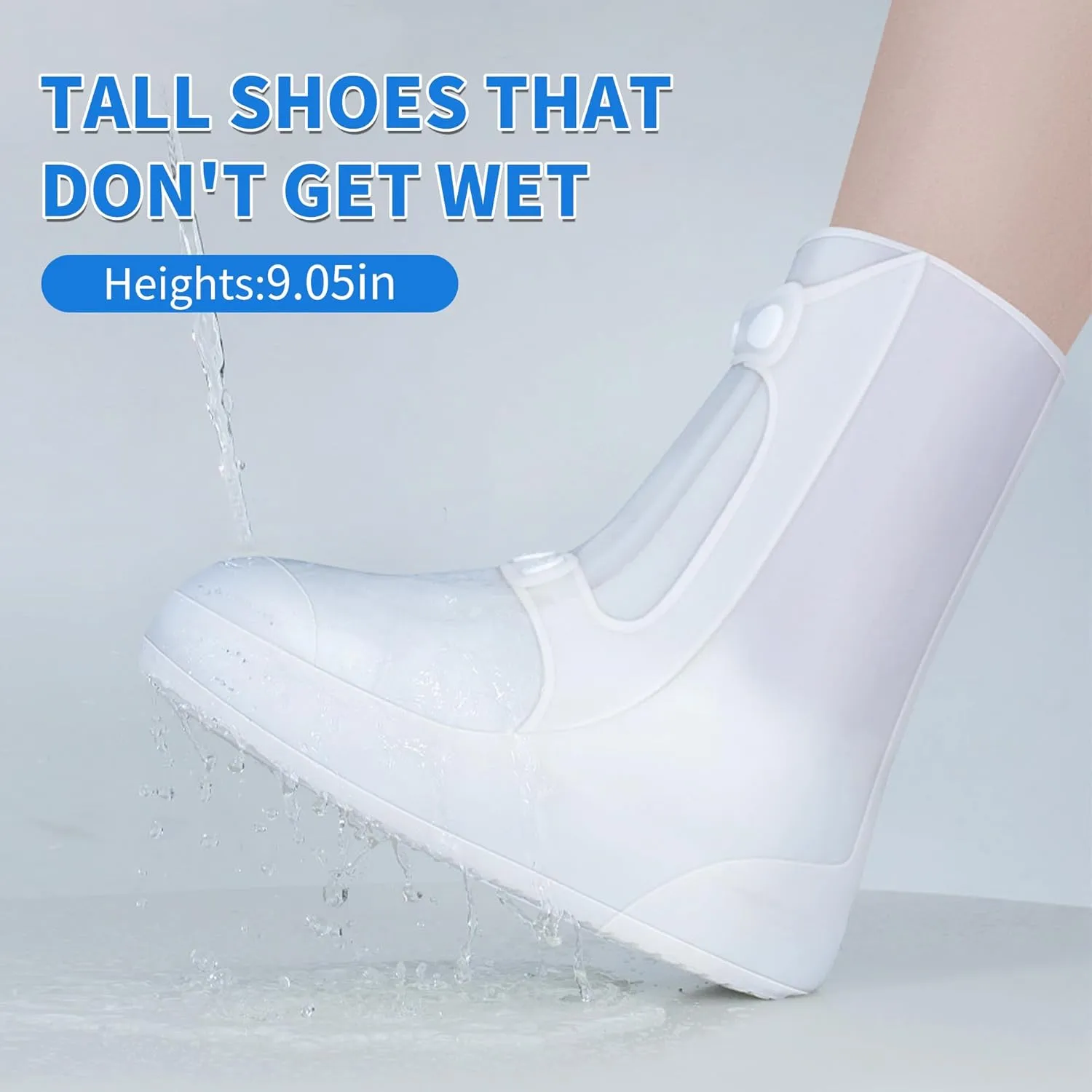 Waterproof Rain Shoe Covers Rubber Shoe Boot Covers Not-Slip Reusable Rain Shoe Protectors Galoshes Overshoes for Man and Women Sand Control Rain Snow