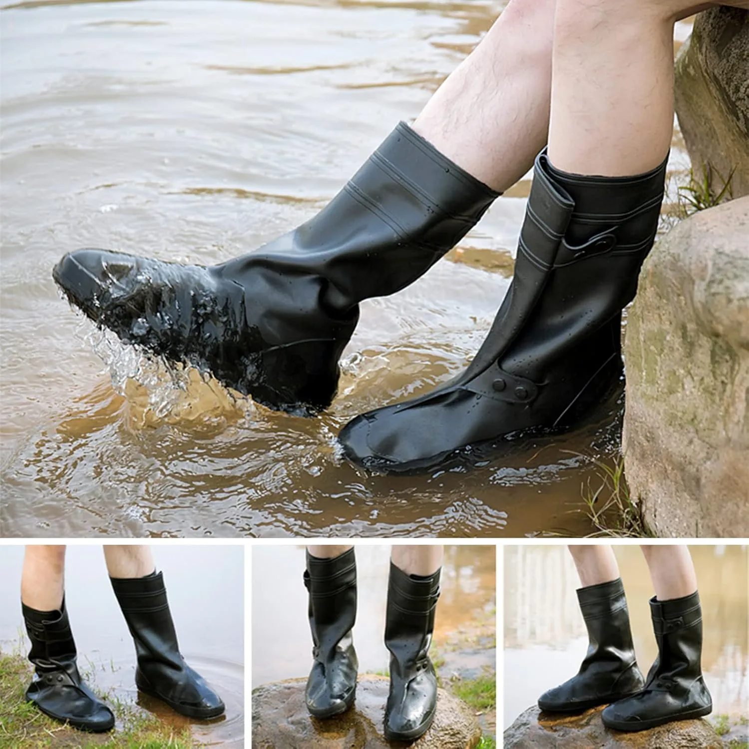 Waterproof Shoe Covers for Rain and Snow Boot Covers Waterproof Reusable & Foldable, Non-Slip