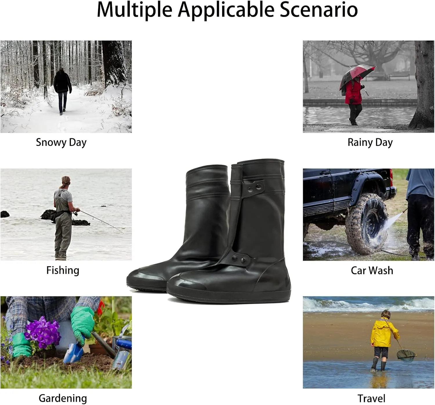 Waterproof Shoe Covers for Rain and Snow Boot Covers Waterproof Reusable & Foldable, Non-Slip
