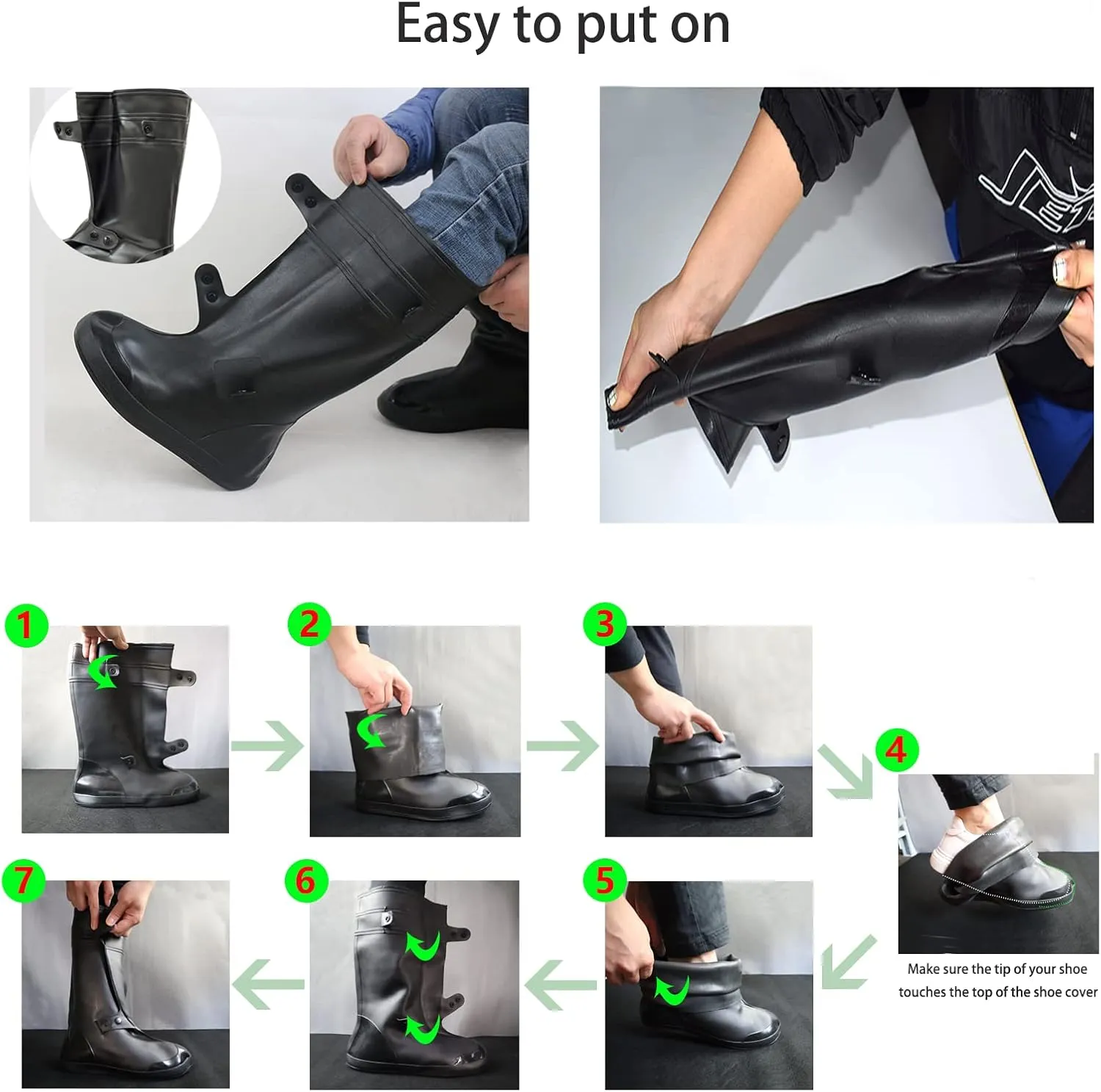 Waterproof Shoe Covers for Rain and Snow Boot Covers Waterproof Reusable & Foldable, Non-Slip