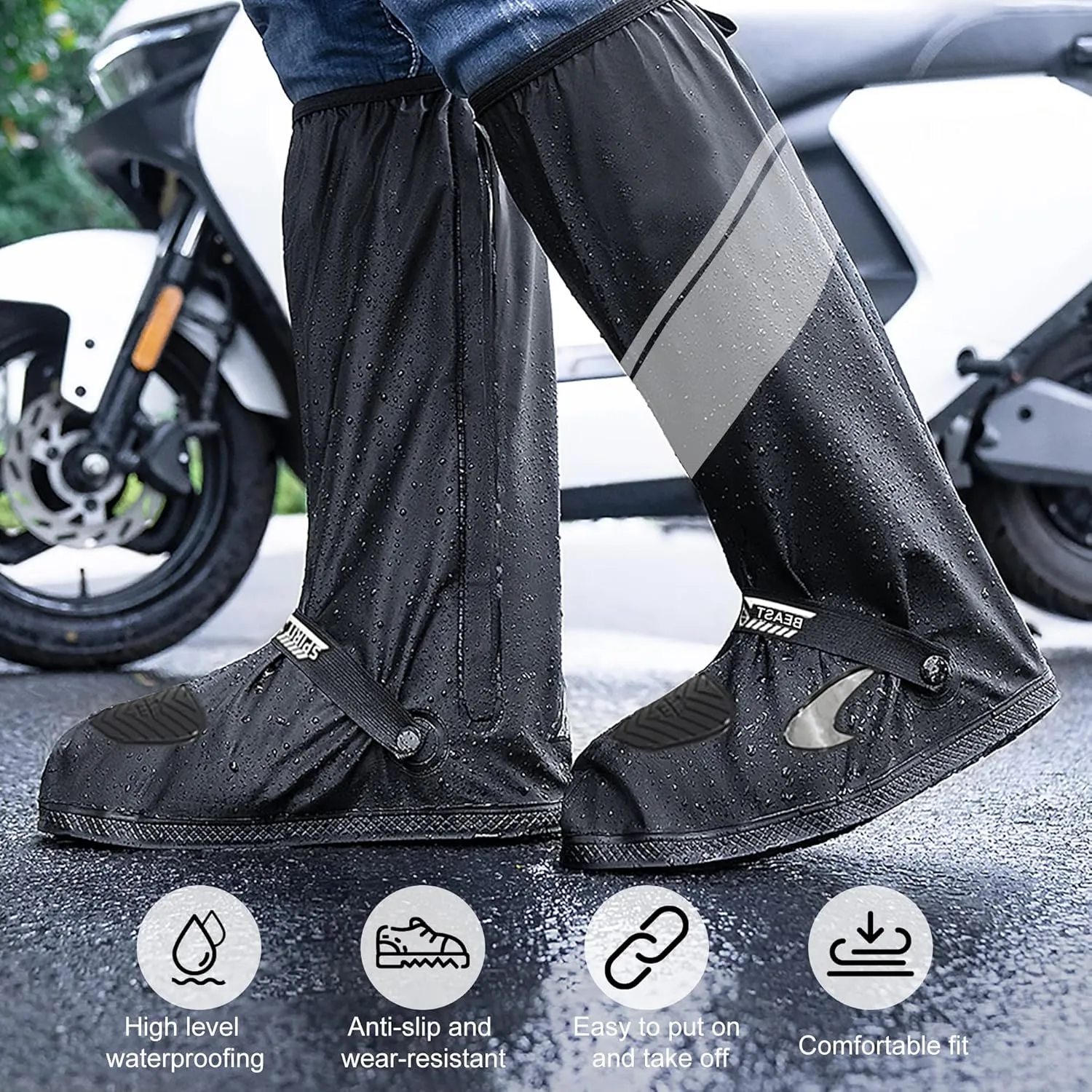Waterproof Shoe Covers Motorcycle Rain Shoe Cover Reusable Rain Boot Rainproof Shoes Cover for Men and Women