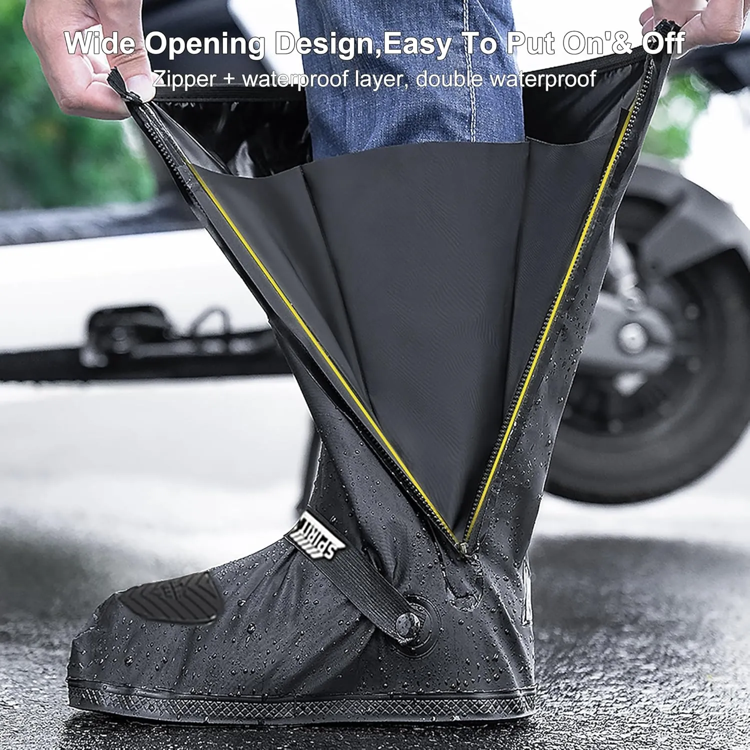 Waterproof Shoe Covers Motorcycle Rain Shoe Cover Reusable Rain Boot Rainproof Shoes Cover for Men and Women