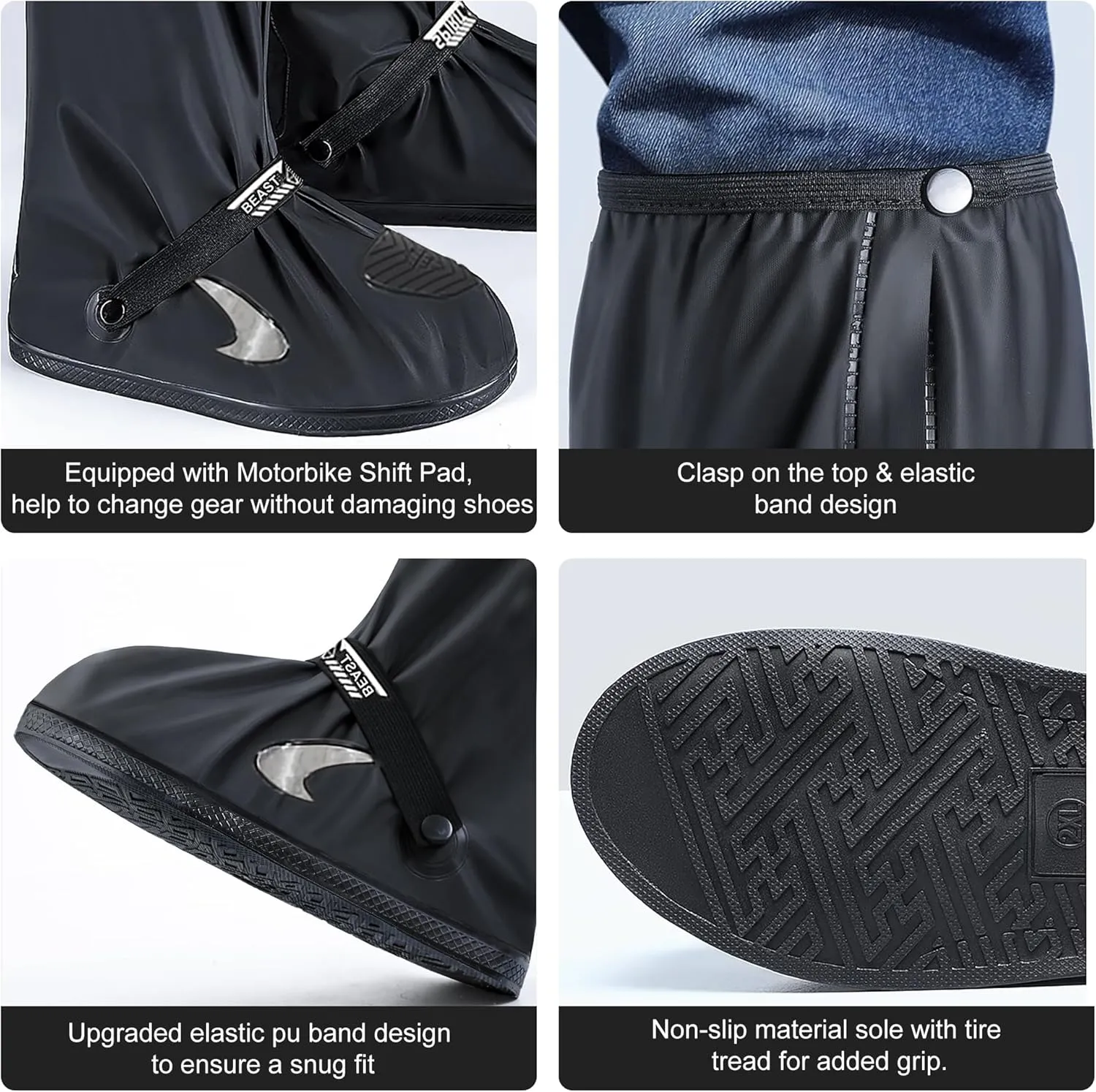 Waterproof Shoe Covers Motorcycle Rain Shoe Cover Reusable Rain Boot Rainproof Shoes Cover for Men and Women