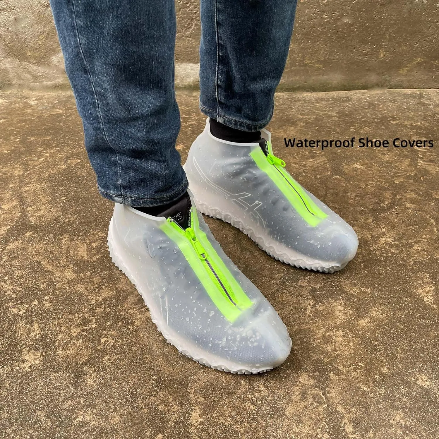 Waterproof Shoe Covers with Zipper,Reusable Silicone Rain Overshoes for Men & Women,Keep Shoes Dry in Rain,Snow,Mud (Zipper Clear, X-Large)