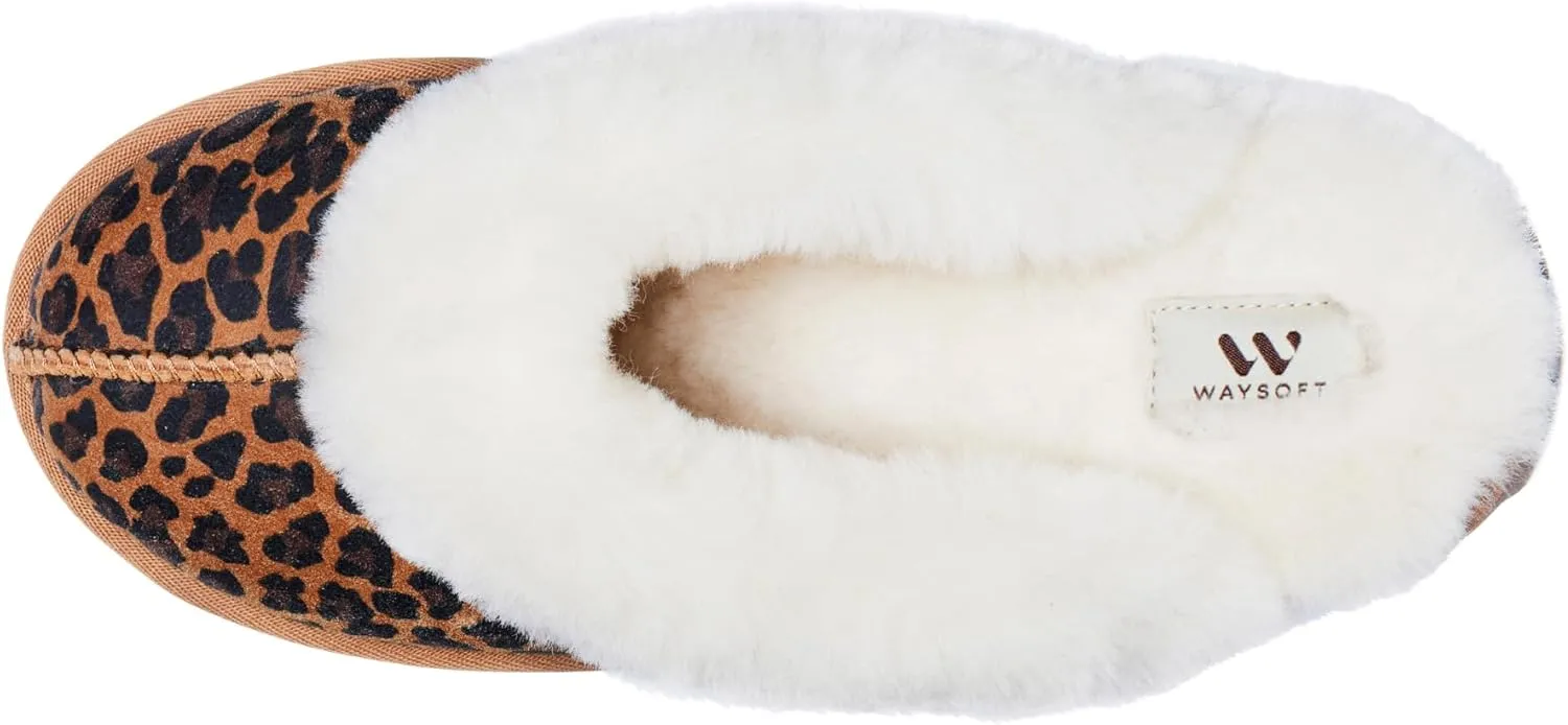 WaySoft Women's Genuine Australian Sheepskin Slippers, 100% Shearling, 8mm Memory-Foam, Hard Bottom Slipper