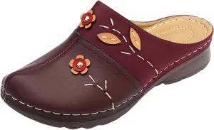 Wedge Orthopedic Sandals for Women Clogs Shoes Summer Casual Flowers Soft Slip On Mules Summer Comfortable Platform Sandals Beach Slippers