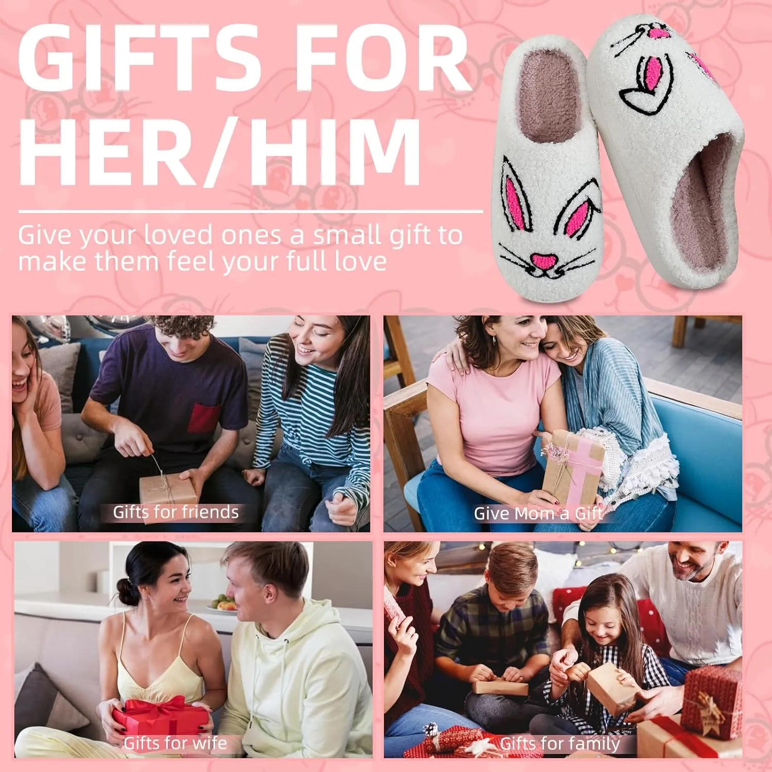 White Ghost Women's Halloween Fuzzy Warm Spooky Cute Fall House Slippers for Men - Outdoor & Indoor
