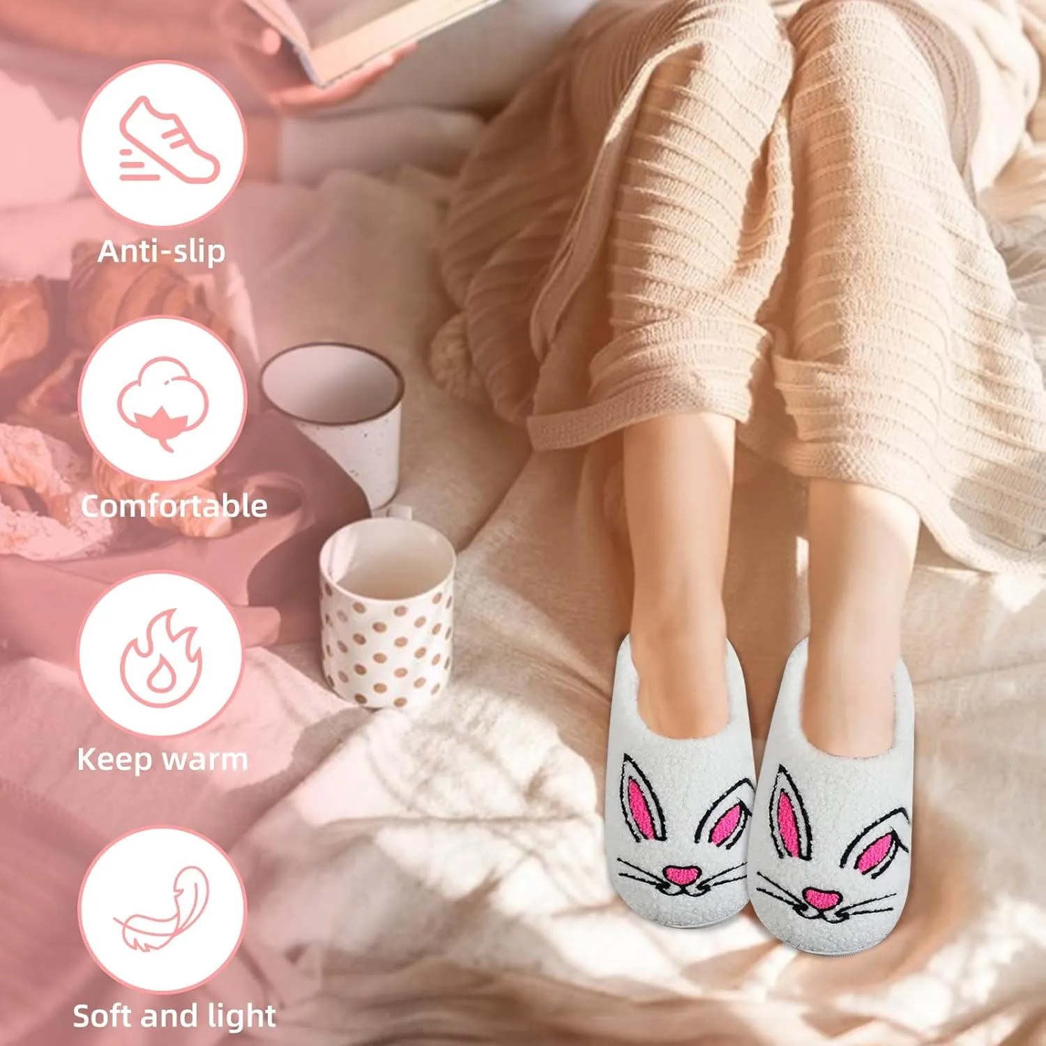White Ghost Women's Halloween Fuzzy Warm Spooky Cute Fall House Slippers for Men - Outdoor & Indoor