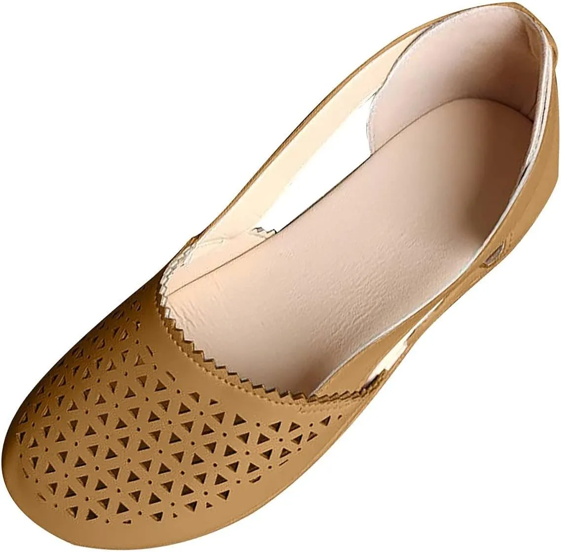 Wide Width Flats for Women Comfortable Closed Toe Casual Hollow Out Sandals Breathable Orthotic Wedge Sandals Arch Support Slip on Flats Lightweight Walking Beach Shoes