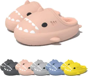 Winter Cloud Slides Shark Slippers Adults Cartoon Fuzzy Slippers Nonslip Soft Comfy Home Slippers (Pink,8,9,Men,7.5,8,Women,Medium)