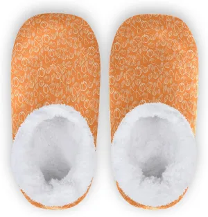 Winter House Slippers for Women/Men with Abstract Fruits Pattern Orange Element Cozy Fleece Slippers