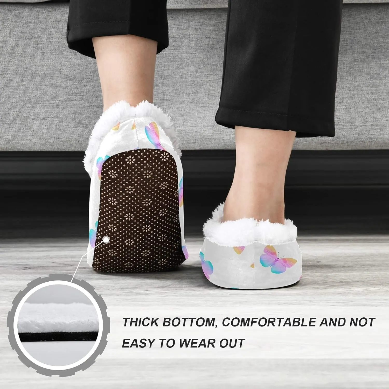 Winter House Slippers for Women/Men with Colorful Blue and Pink Spot Element Cozy Fleece Slippers
