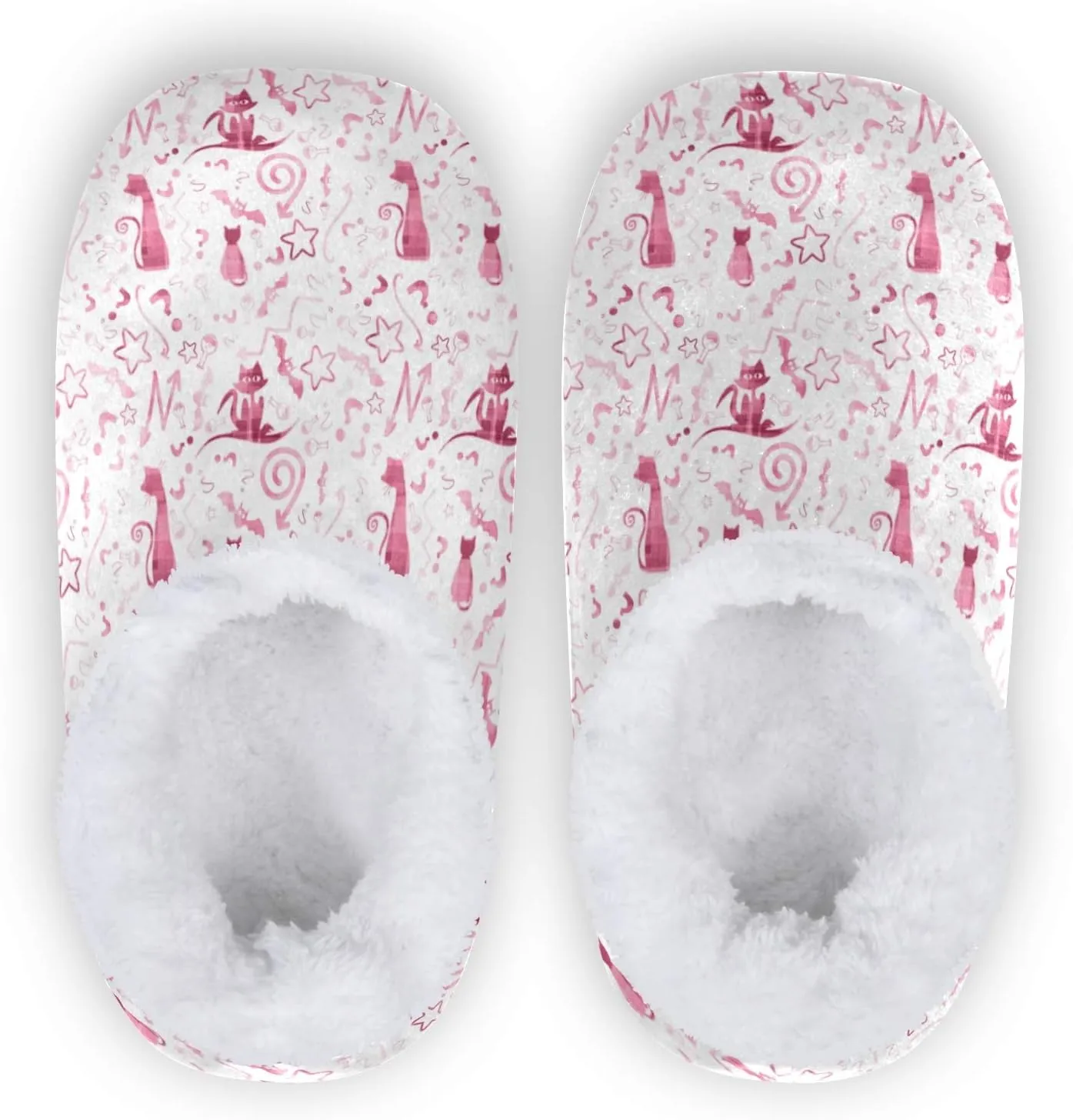 Winter House Slippers for Women/Men with Happy Winter Pug Dog Element Cozy Fleece Slippers