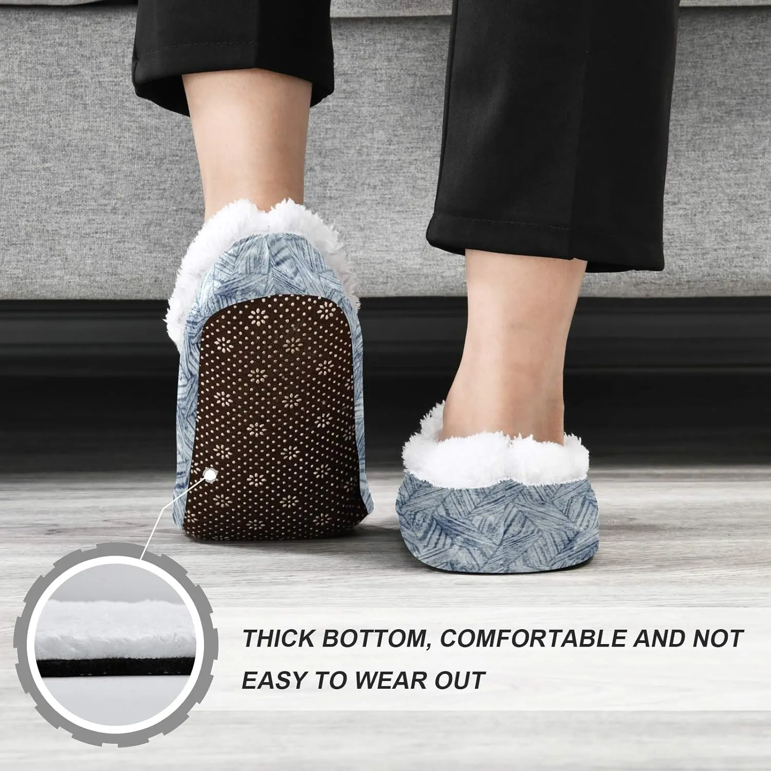 Winter House Slippers for Women/Men with Merry Christmas Element Cozy Fleece Slippers