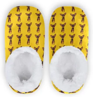 Winter House Slippers for Women/Men with Seamless Yellow Banana Pattern Element Cozy Fleece Slippers