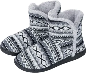 Winter Warm Ankle Slippers for Men Women, Indoor Outdoor Plush High Top Boots Knitted Anti-Slip Ankle Slippers
