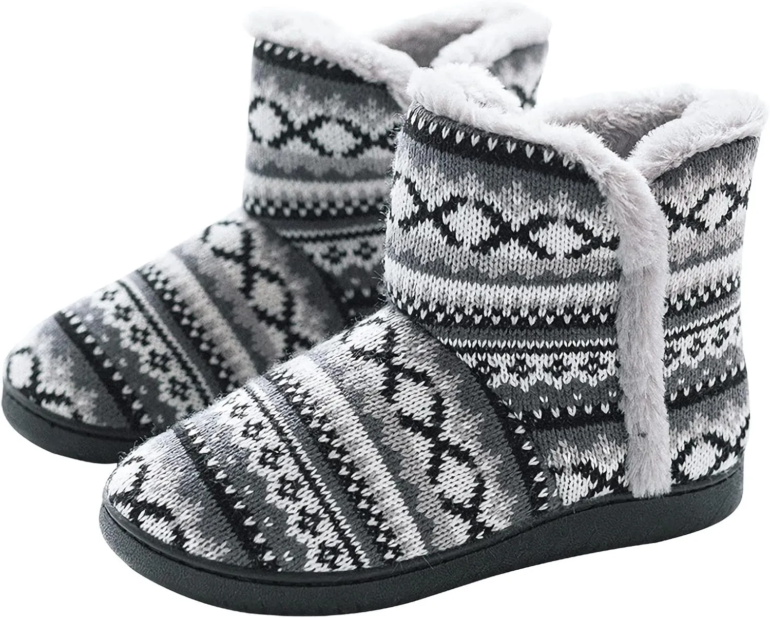 Winter Warm Ankle Slippers for Men Women, Indoor Outdoor Plush High Top Boots Knitted Anti-Slip Ankle Slippers