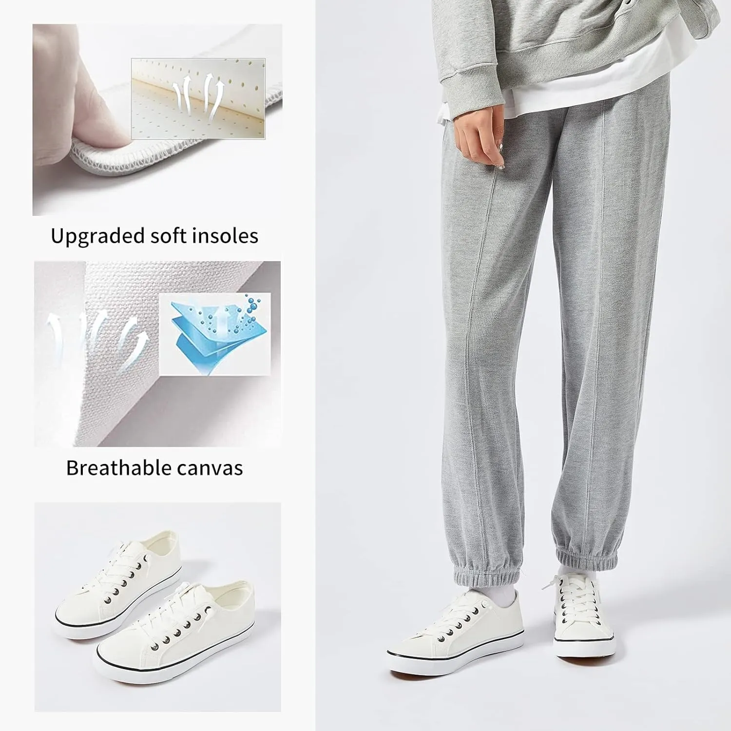 Women Canvas Sneaker Slip On Non Slip Casual Shoes Lace Up Canvas Low Top White Shoes Loafers for Women Fashion Black Sneaker