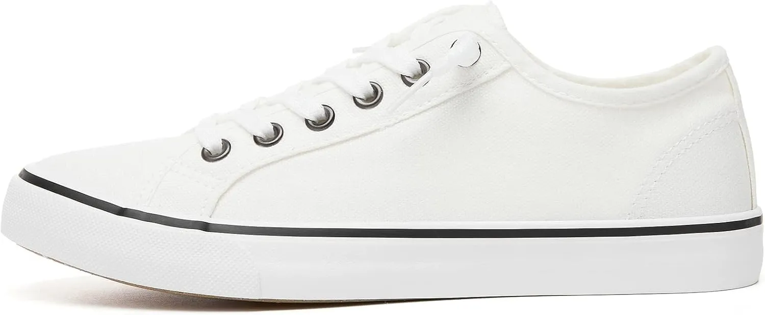 Women Canvas Sneaker Slip On Non Slip Casual Shoes Lace Up Canvas Low Top White Shoes Loafers for Women Fashion Black Sneaker