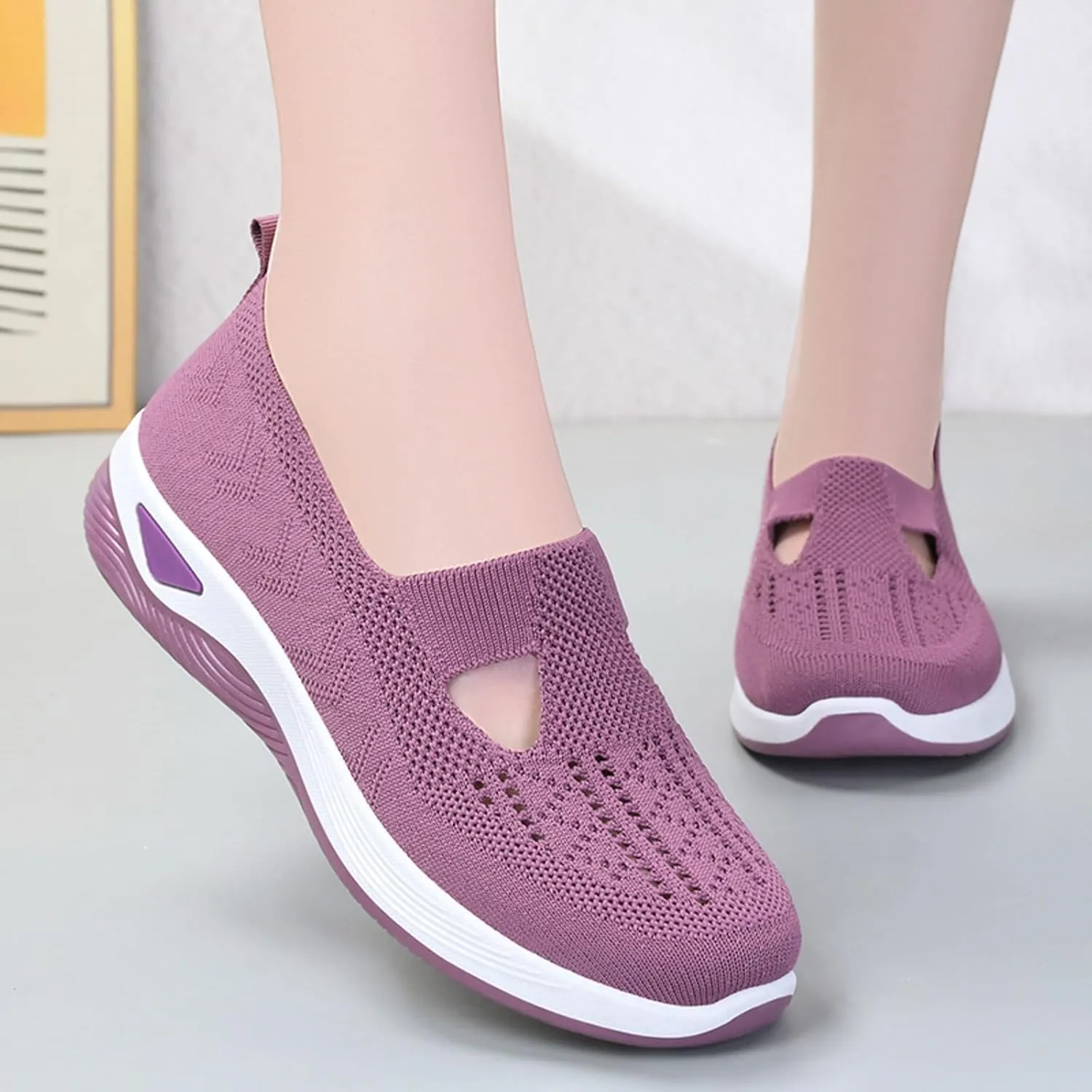 Women Casual Slip On Shoes Comfortable Walking Sneakers Lightweight Canvas Flats Non Slip Breathable Loafers