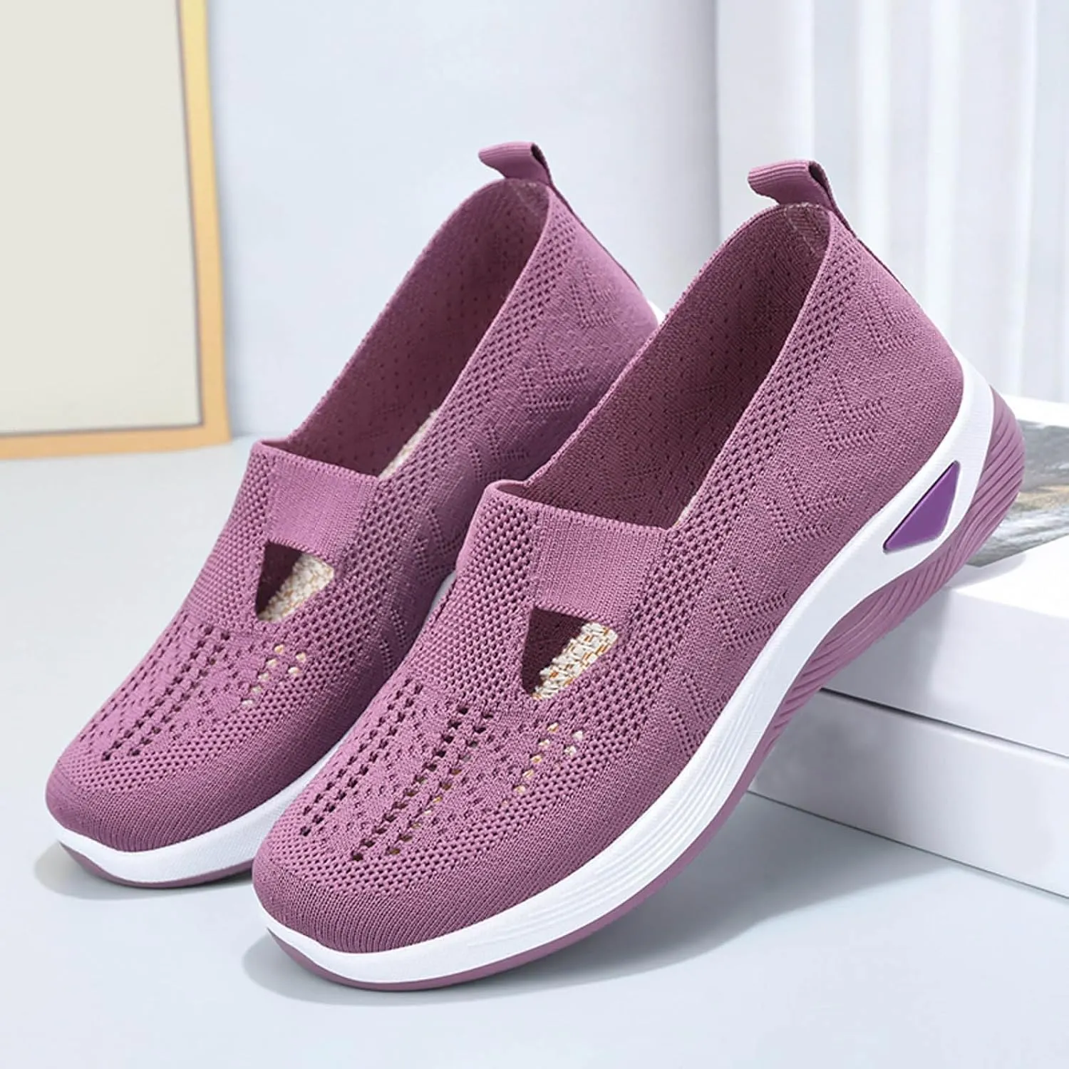 Women Casual Slip On Shoes Comfortable Walking Sneakers Lightweight Canvas Flats Non Slip Breathable Loafers