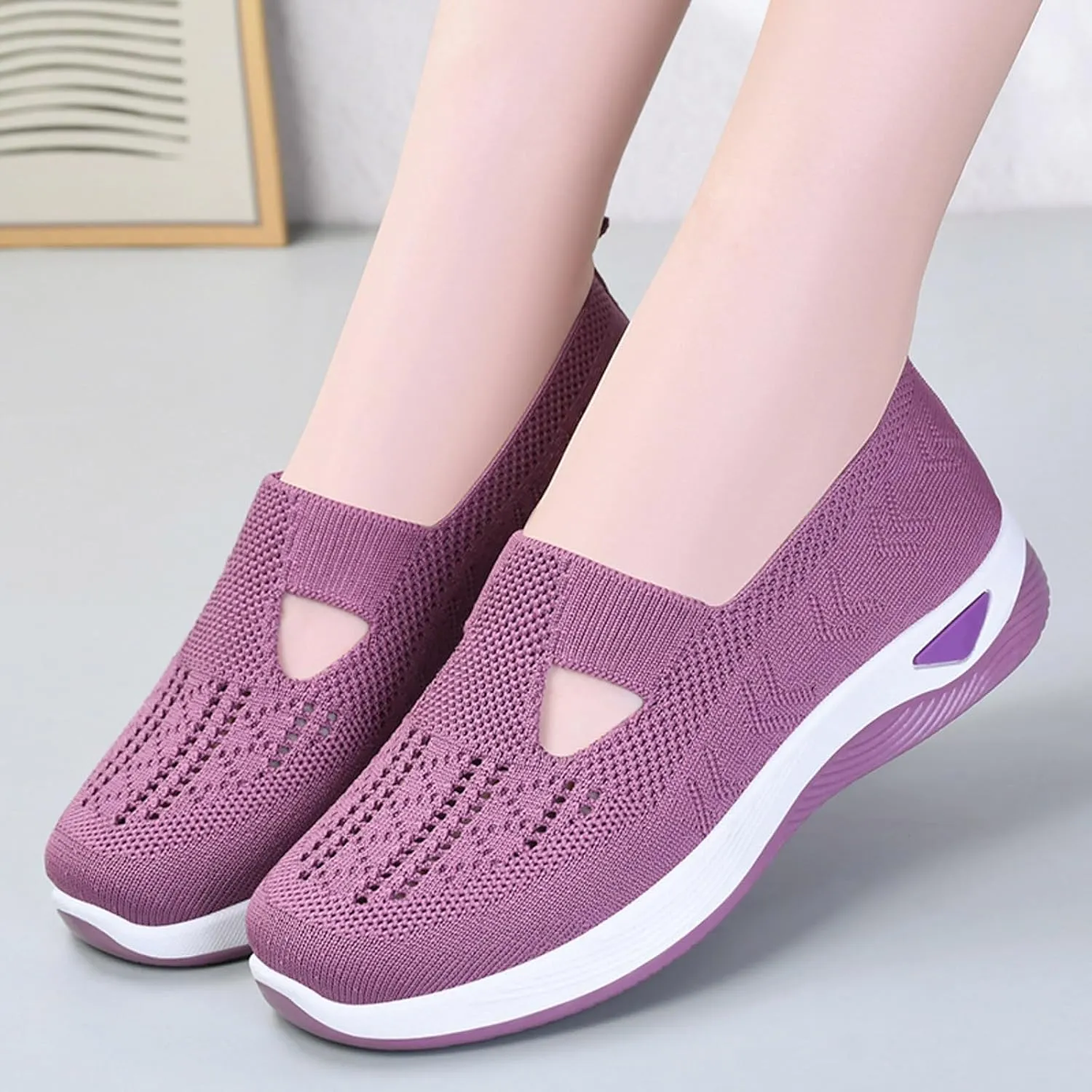 Women Casual Slip On Shoes Comfortable Walking Sneakers Lightweight Canvas Flats Non Slip Breathable Loafers