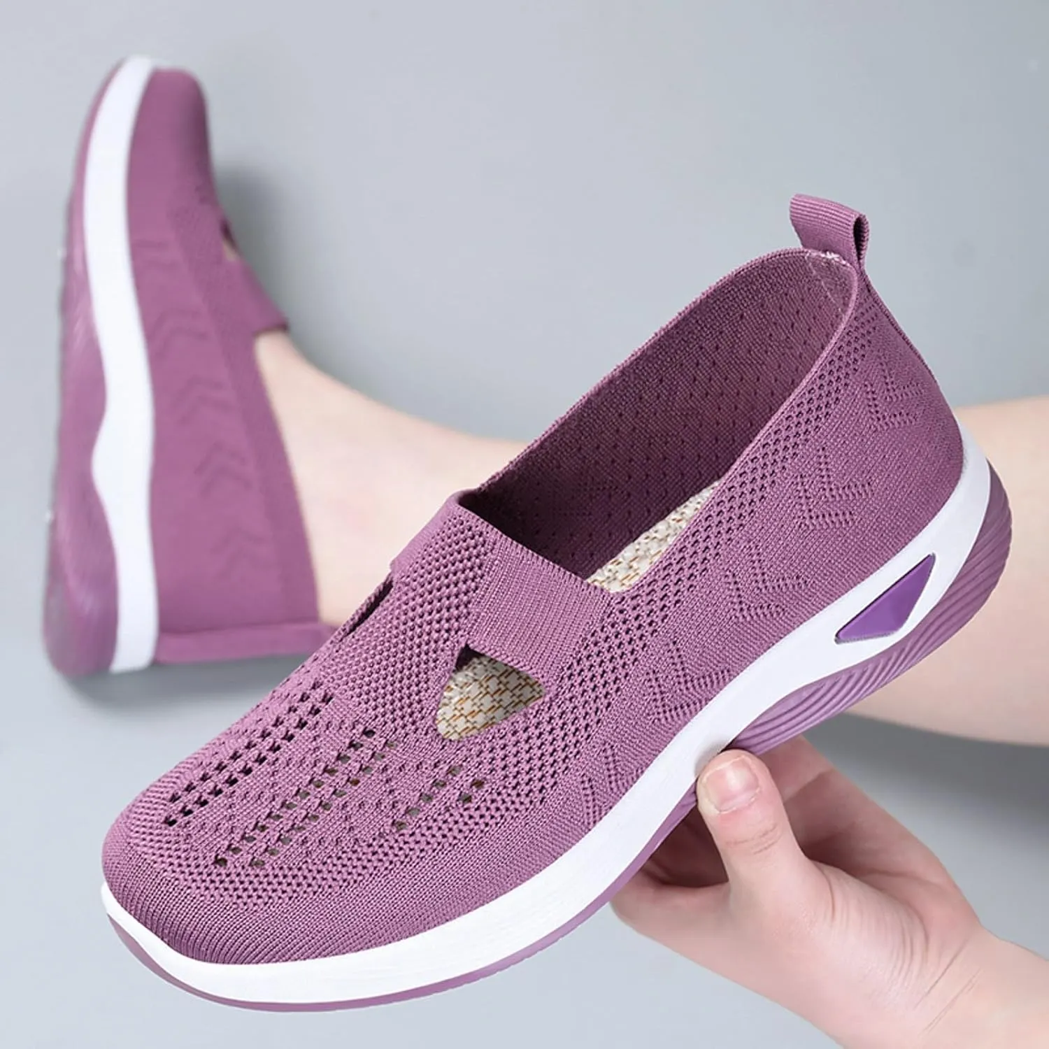 Women Casual Slip On Shoes Comfortable Walking Sneakers Lightweight Canvas Flats Non Slip Breathable Loafers