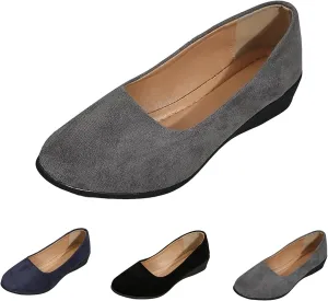 Women Closed Toe Slip on Wedge Shoes, Summer Non Slip Flat Walking Loafer Shoes Dressy Fashion Vacation Party Dance Sandals