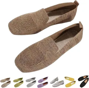 Women Comfortable Arch Support Non-Slip Flat Shoes 2024 Summer Square Breathable Orthopedic Walking Shoes Low Top Casual Slip On Sneaker