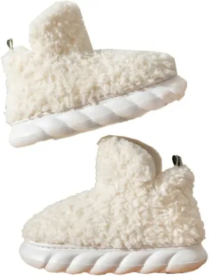 Women Men Bootie Slippers Fluffy Furry House Slipper Winter Warm Anti-Skid Plush Christmas Slippers with Faux Fur Lining