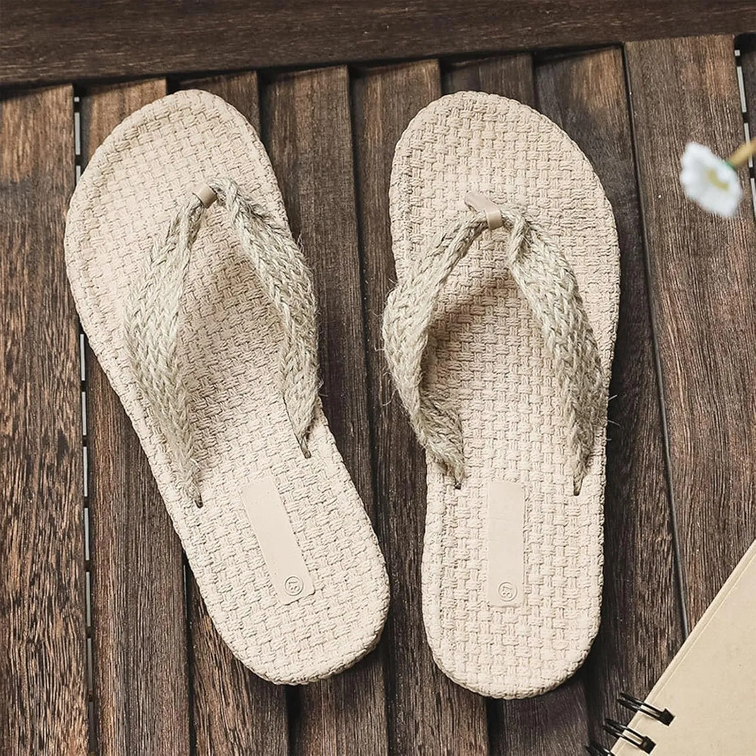 Women Sandal Fashion Spring and Summer Women Slippers Flip Flops Solid Color Simple Beach Flat Bottom Leather Flip Flops for with Arch Support