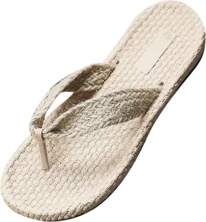 Women Sandal Fashion Spring and Summer Women Slippers Flip Flops Solid Color Simple Beach Flat Bottom Leather Flip Flops for with Arch Support