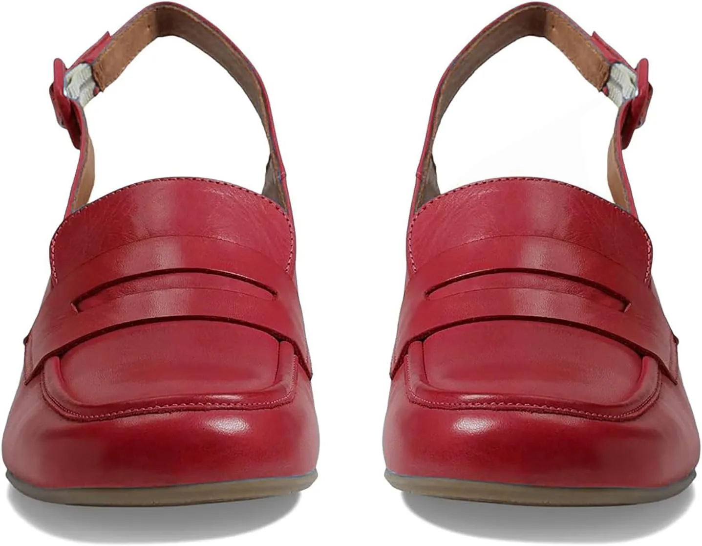Women Slingback Loafers Chunky Heel Square Toe Dress Shoes Slingback 2 inch Mid Block Heel Penny Loafers Slingback Pumps Sandals Buckle Strap Dressy Office Casual Retro Matte 4-11 M US