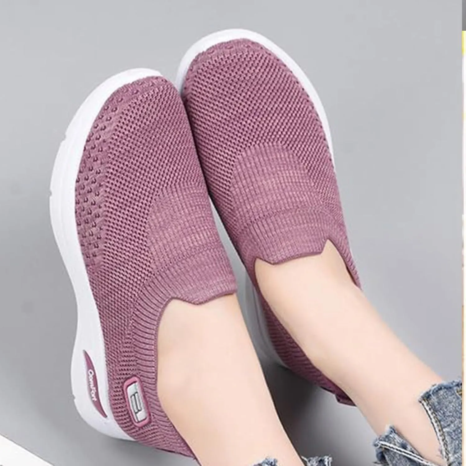 Women Slip On Walking Shoes Orthopedic Sneakers Mesh Casual Non Slip Low Top Tennis Shoes Arch Support Memory Foam Shoe Lightweight Comfort Workout Casual Non Slip Sneakers