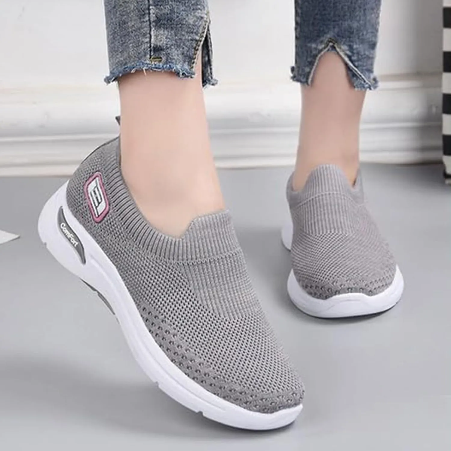Women Slip On Walking Shoes Orthopedic Sneakers Mesh Casual Non Slip Low Top Tennis Shoes Arch Support Memory Foam Shoe Lightweight Comfort Workout Casual Non Slip Sneakers