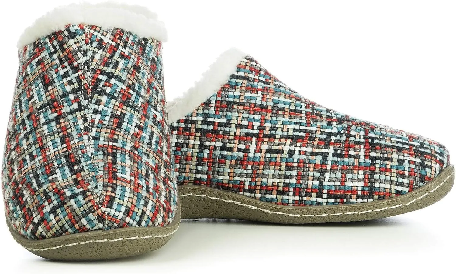 Women's 80-D Memory Foam Nakiska Slide House Slippers with Micro Suede and Faux Fur Fleece Lining with Man Made Wool