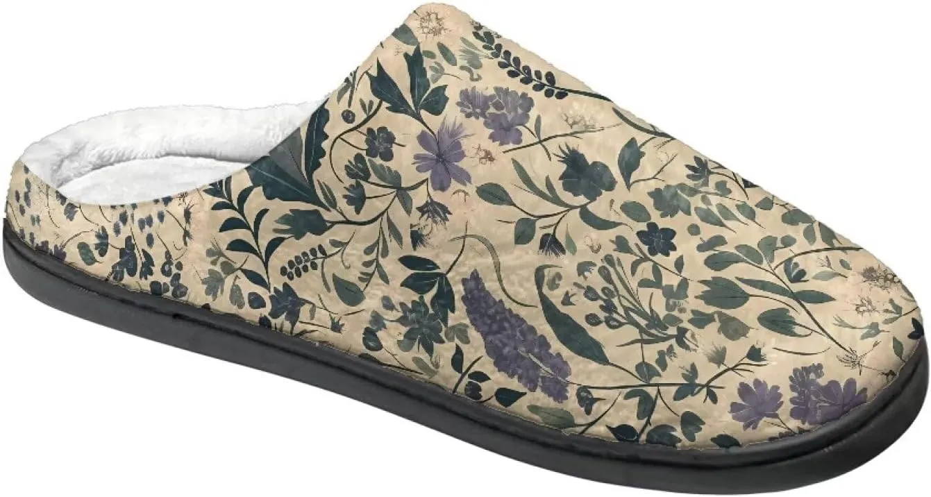 Womens Autumn Cozy&Warm Printed Slipper with Dog Grippers Cozy and Fun House Slippers for Women