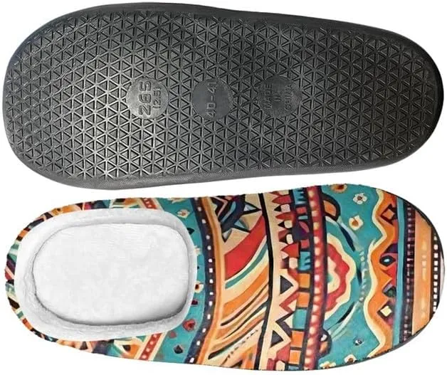 Womens Aztec Cozy&Warm Printed Slipper with Daisy Tiger Grippers Cozy and Fun House Slippers for Women