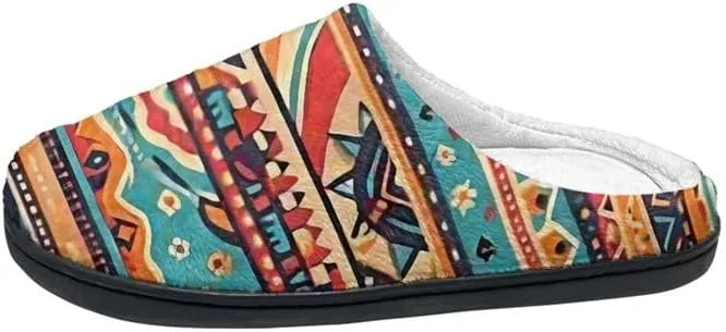 Womens Aztec Cozy&Warm Printed Slipper with Daisy Tiger Grippers Cozy and Fun House Slippers for Women