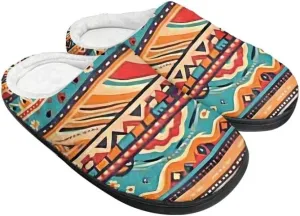 Womens Aztec Cozy&Warm Printed Slipper with Daisy Tiger Grippers Cozy and Fun House Slippers for Women