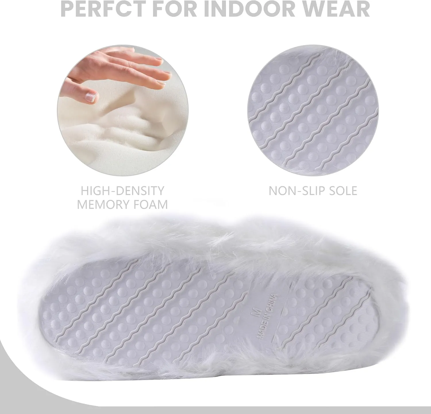Women's Boots Slippers Fuzzy Warm Memory Foam Indoor House Shoes Booties Slippers with Non-slip Rubber Soles