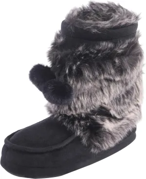 Women's Boots Slippers Fuzzy Warm Memory Foam Indoor House Shoes Booties Slippers with Non-slip Rubber Soles