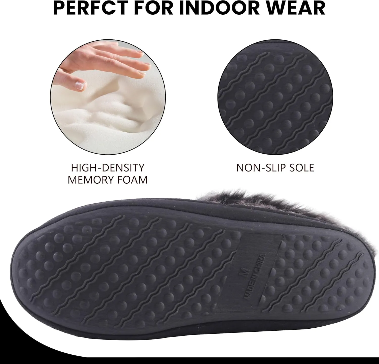 Women's Boots Slippers Fuzzy Warm Memory Foam Indoor House Shoes Booties Slippers with Non-slip Rubber Soles